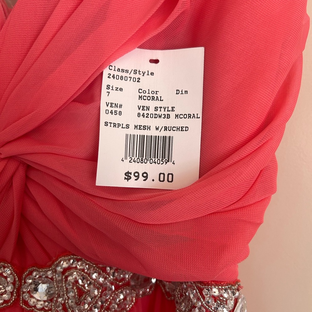 David's Bridal Coral Prom Dress